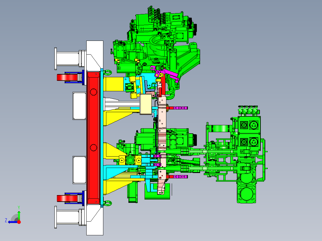 汽车纵横梁电阻焊夹具设计右视图