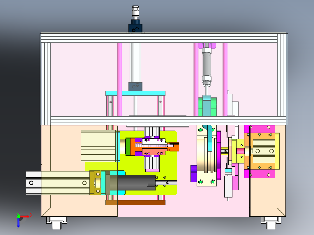 油泵精滤器滤网油管压力阀压装机俯视图