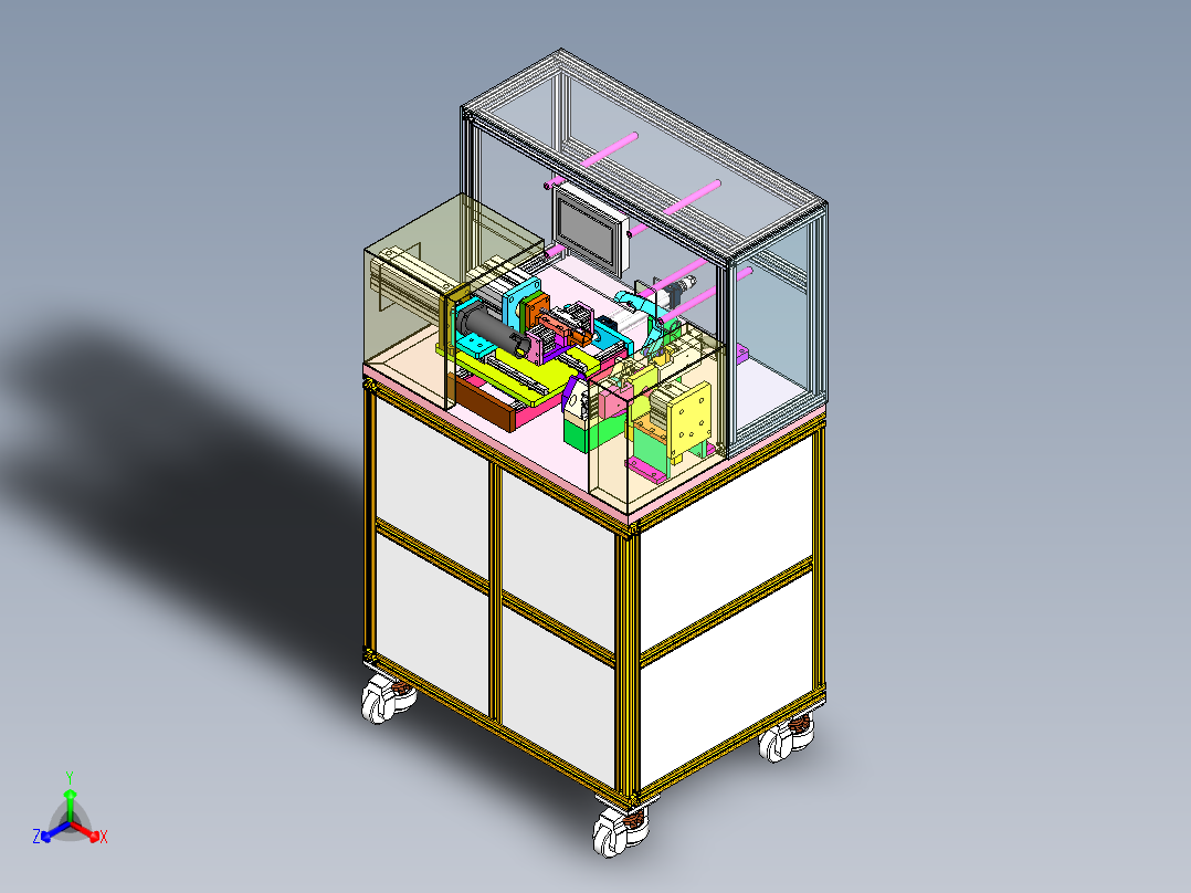 油泵精滤器滤网油管压力阀压装机正等轴测图