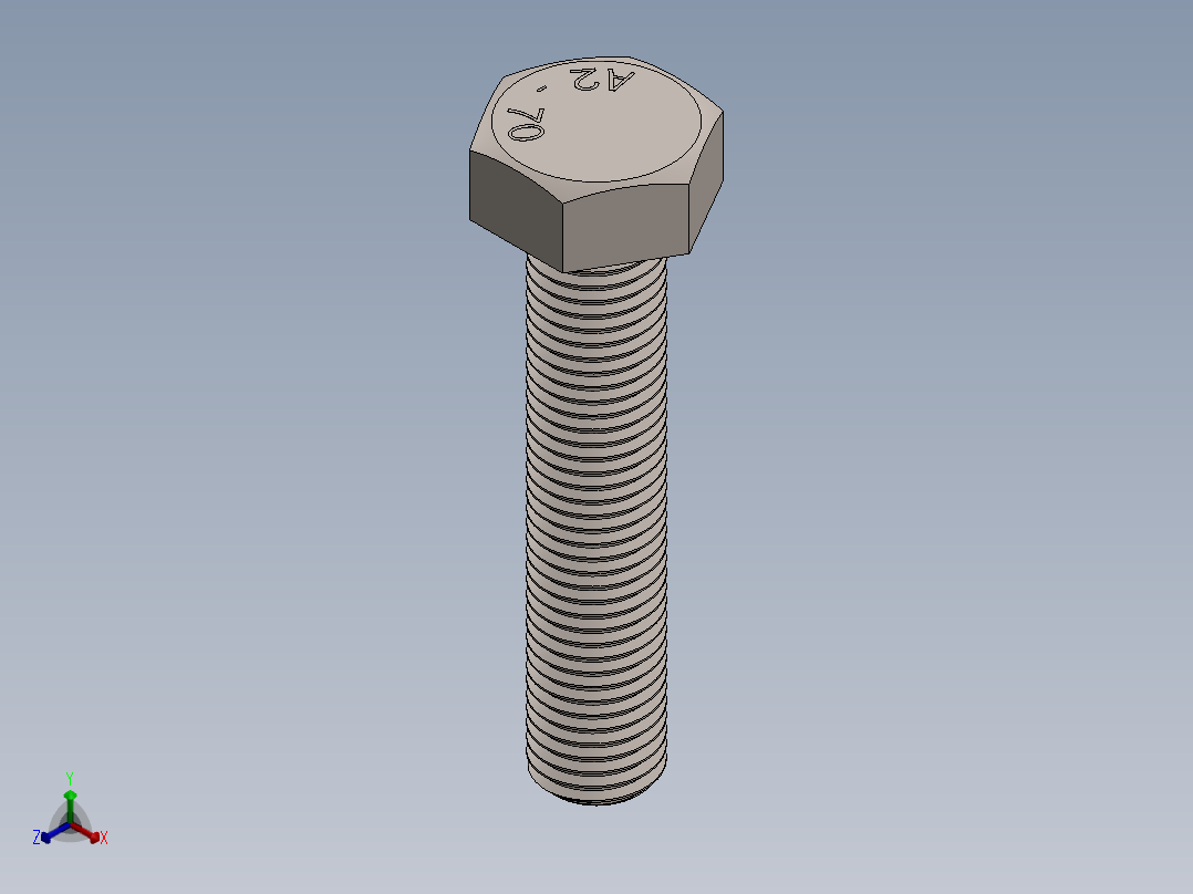 六角螺栓m8x40 11正等轴测图