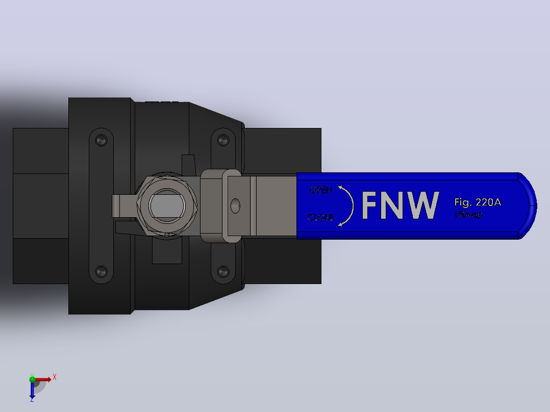 FNW-FNW221AL二片式内螺纹球阀俯视图