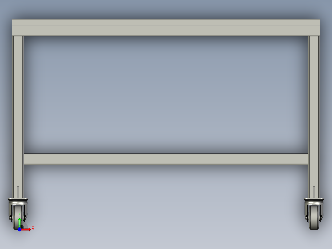 1600毫米x 1200毫米x 900毫米（带脚轮）前视图