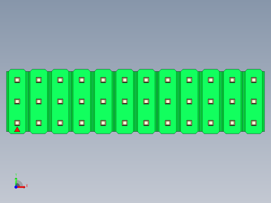 彩色公头100mil（2.54mm）系列-DS1021_green_3x12p_100mil_Type43_rev1.0前视图