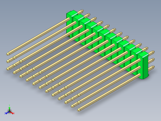 彩色公头100mil（2.54mm）系列-DS1021_green_3x12p_100mil_Type43_rev1.0正等轴测缩略图