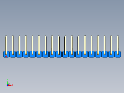 彩色公排针 100mil 2.54mm 系列-DS1022_blue_18p_100mil_TypeU_rev1.0前视缩略图