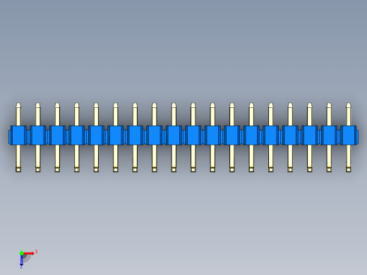 彩色公排针 100mil 2.54mm 系列-DS1022_blue_18p_100mil_TypeU_rev1.0俯视缩略图