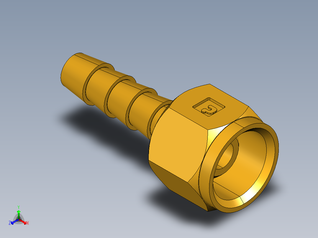 倒齿式工业管接头Hose Barb to Swivel Female Ball-End 128HBLSV-4-4主视图