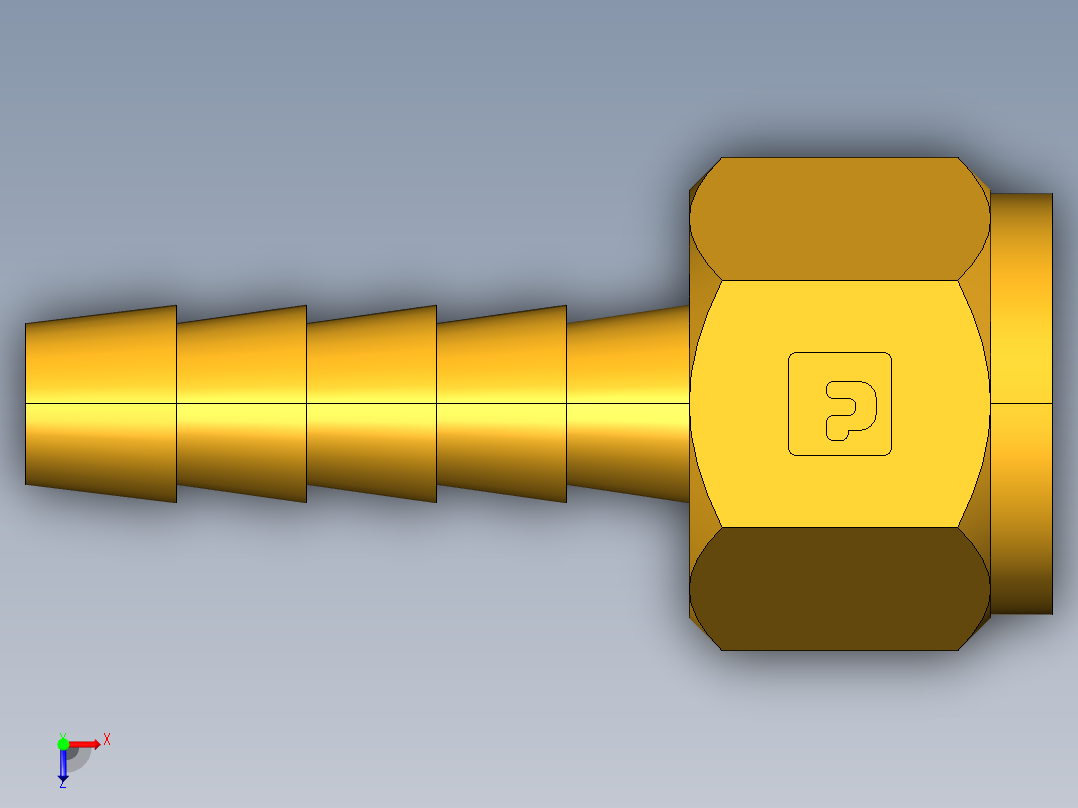 倒齿式工业管接头Hose Barb to Swivel Female Ball-End 128HBLSV-4-4俯视图
