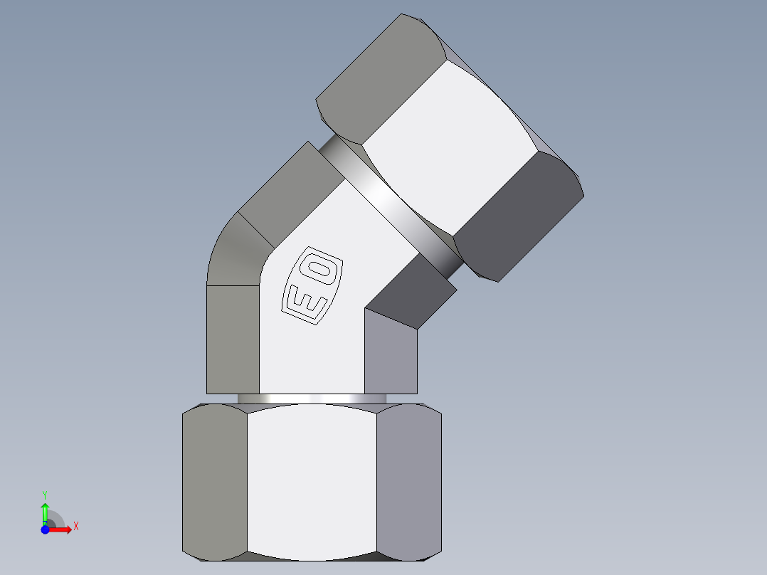 卡套式工业通用硬管接头EO_Swivel_nut_45_deg_elbow_EV15ZL71前视图