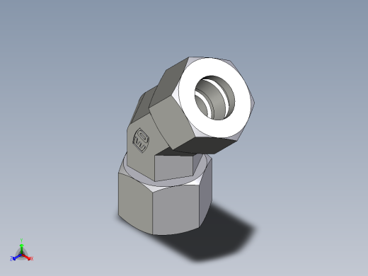 卡套式工业通用硬管接头EO_Swivel_nut_45_deg_elbow_EV15ZL71正等轴测缩略图