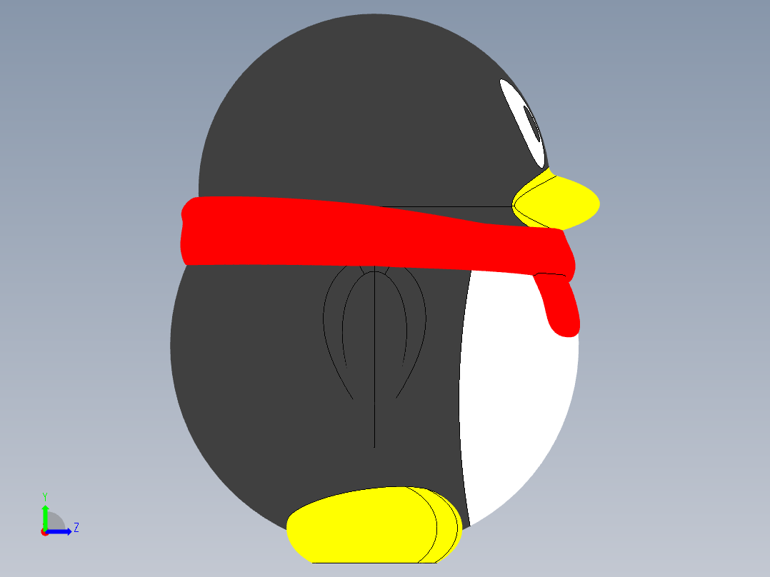 QQ企鹅3D模型左视图