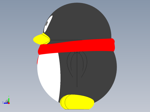 QQ企鹅3D模型右视缩略图