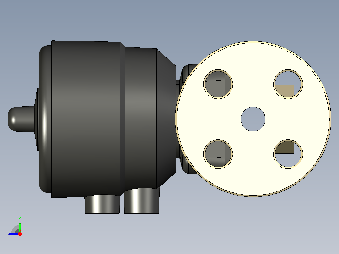 10DKOAMCP DA 气动隔膜阀双作用，固定法兰，钻孔ANSI B16.5条款150 FF PP-H右视图