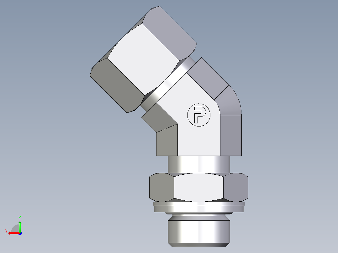 卡套式工业通用硬管接头EO_Adjustable_locknut_45_deg_elbow_VEE12LMCF后视图