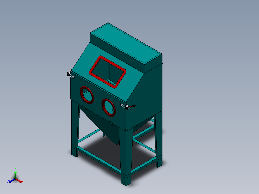9060B手动喷砂机sw14可编辑正等轴测图