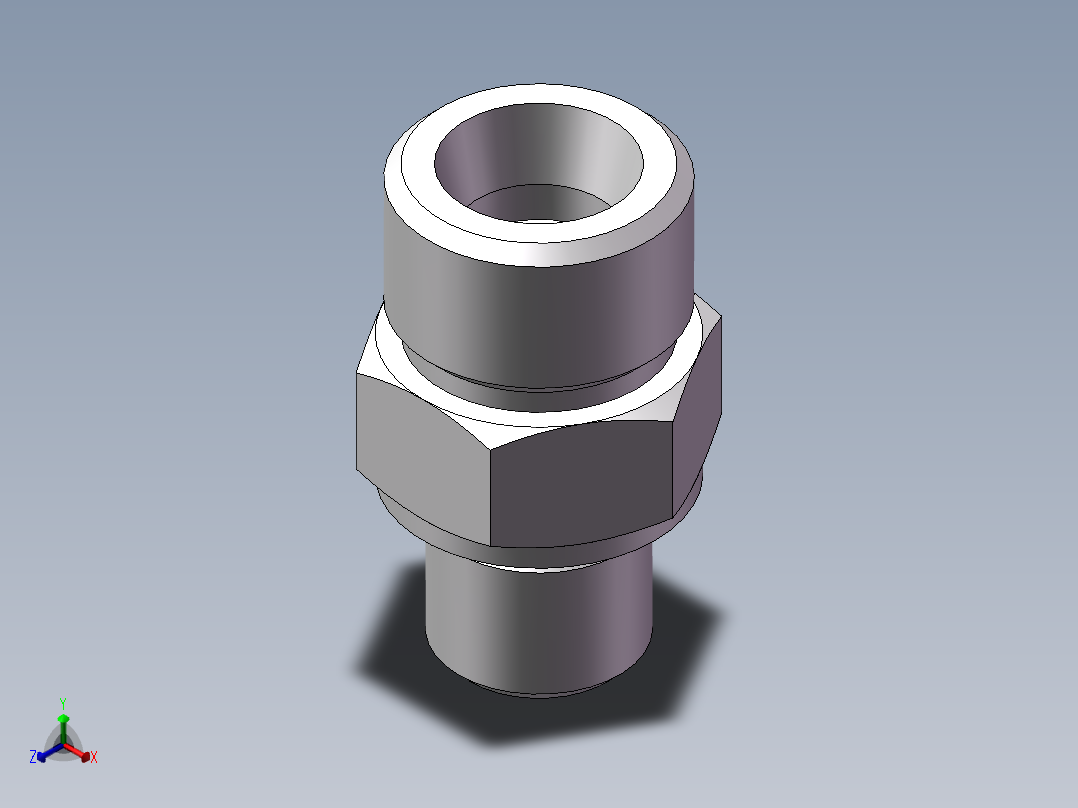英制管螺纹ED密封、1DB-18-04WD正等轴测图