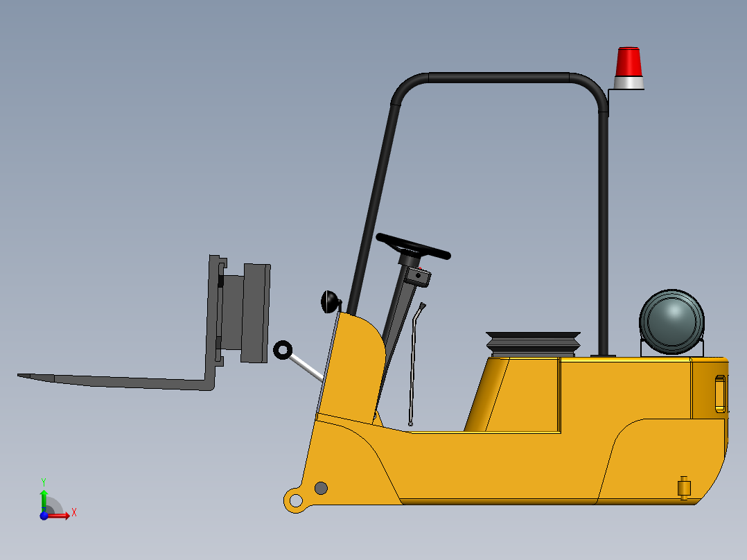 叉车、叉车（完整零件装配）SW前视图