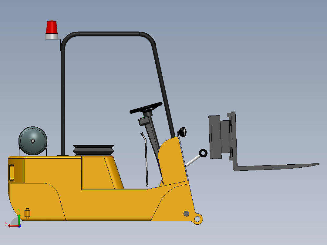 叉车、叉车（完整零件装配）SW后视图