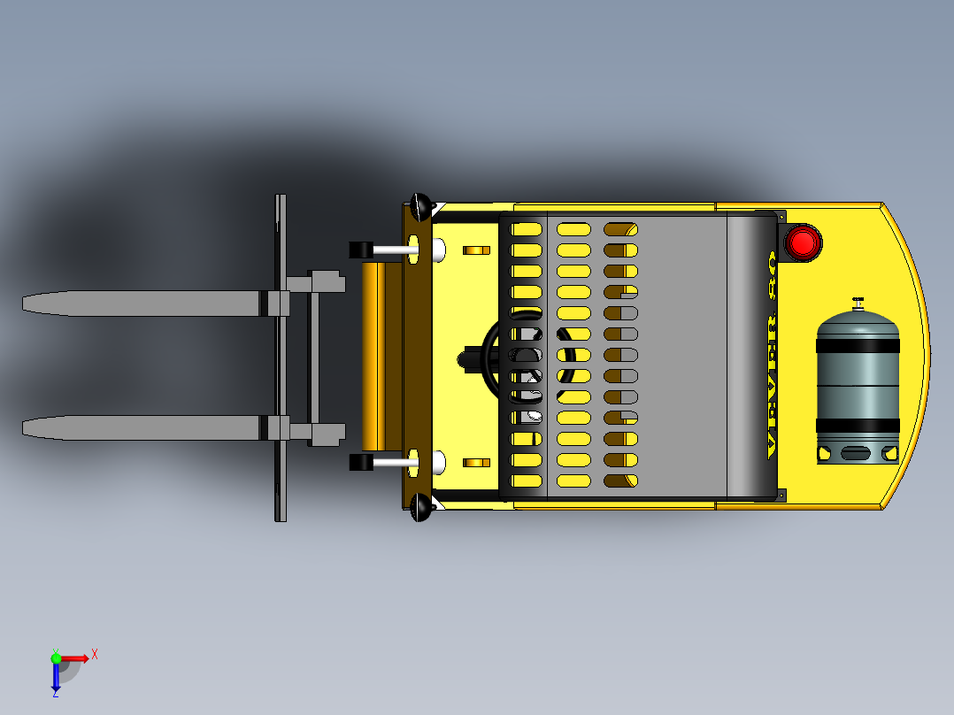 叉车、叉车（完整零件装配）SW俯视图