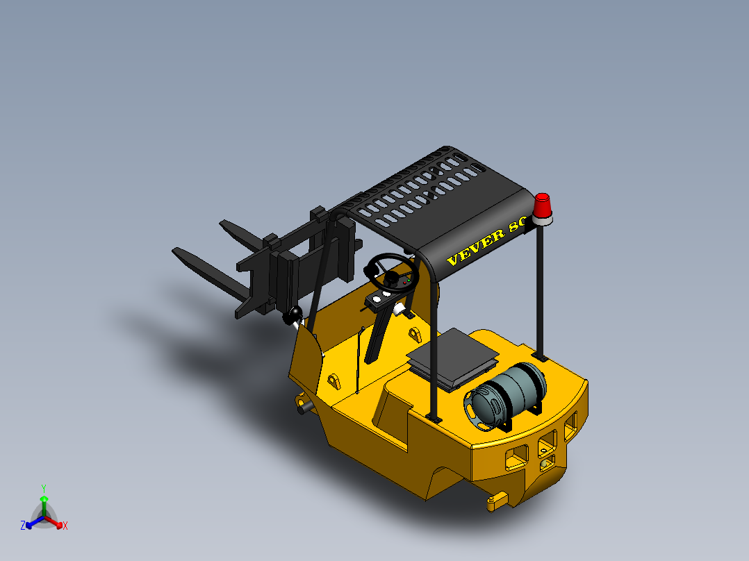 叉车、叉车（完整零件装配）SW正等轴测图