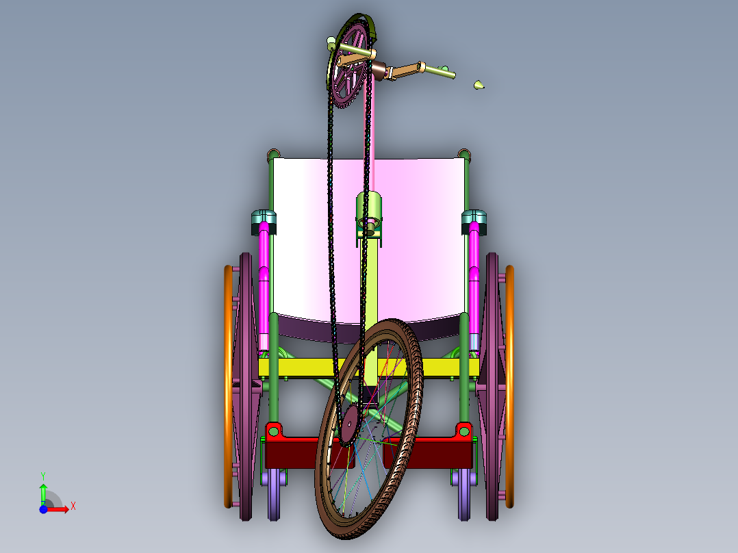 残疾人士专用防摔自行车前视图