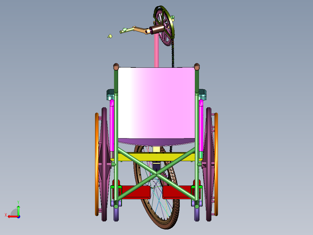 残疾人士专用防摔自行车后视图