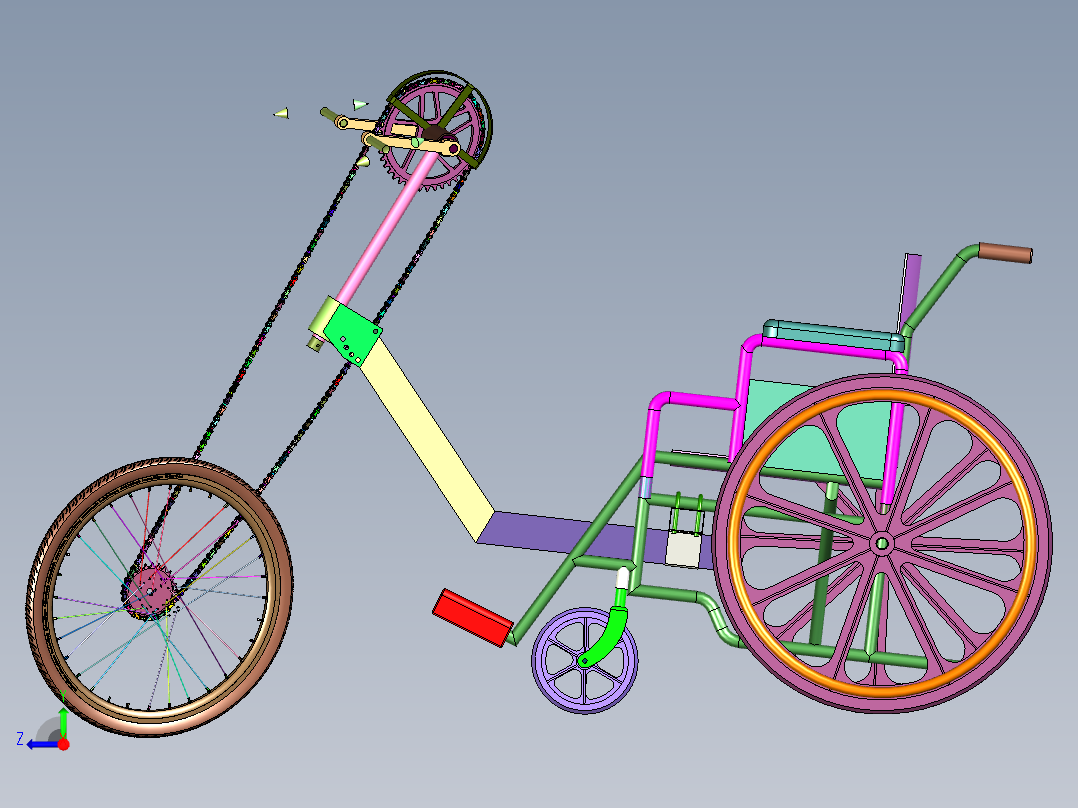 残疾人士专用防摔自行车右视图