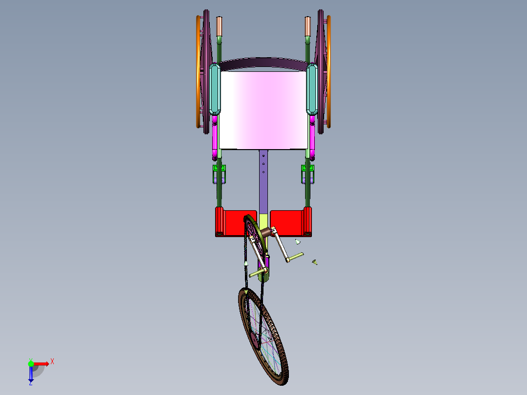 残疾人士专用防摔自行车俯视图