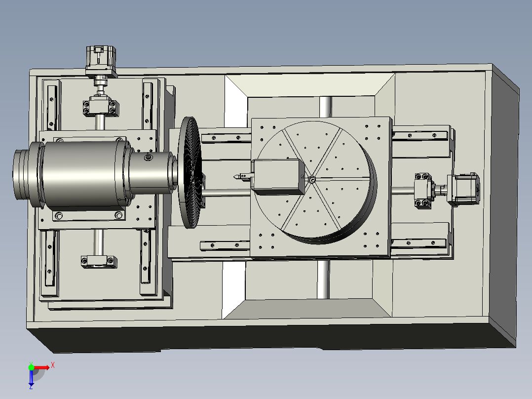 五轴结构的车铣机床俯视图