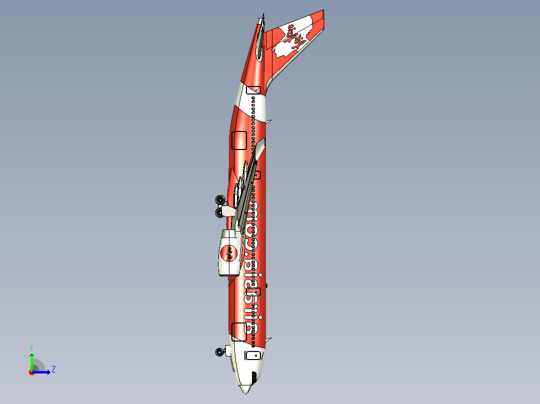 空客A330客机CATIA V5 r21模型左视图