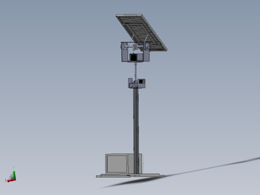 双轴太阳能电池板跟踪器3D图纸 Solidworks设计主视缩略图