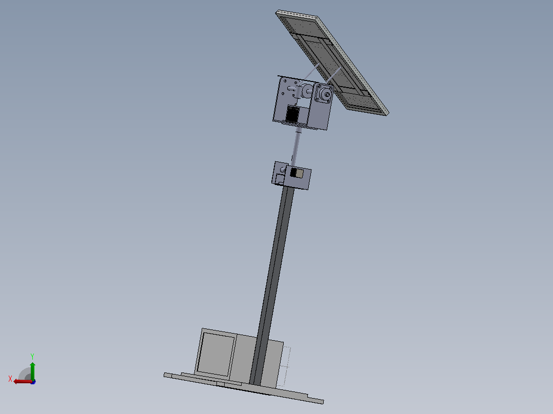 双轴太阳能电池板跟踪器3D图纸 Solidworks设计后视图