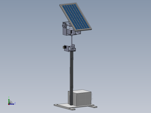双轴太阳能电池板跟踪器3D图纸 Solidworks设计左视缩略图