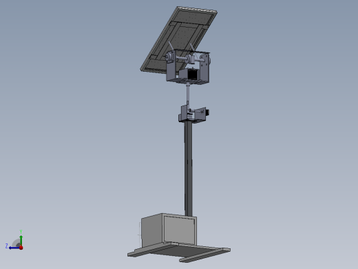 双轴太阳能电池板跟踪器3D图纸 Solidworks设计右视缩略图
