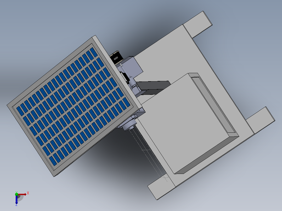 双轴太阳能电池板跟踪器3D图纸 Solidworks设计俯视图