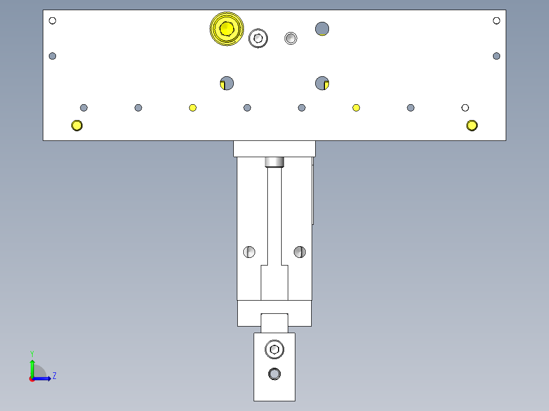 变更工件间距的3连夹头机构左视图