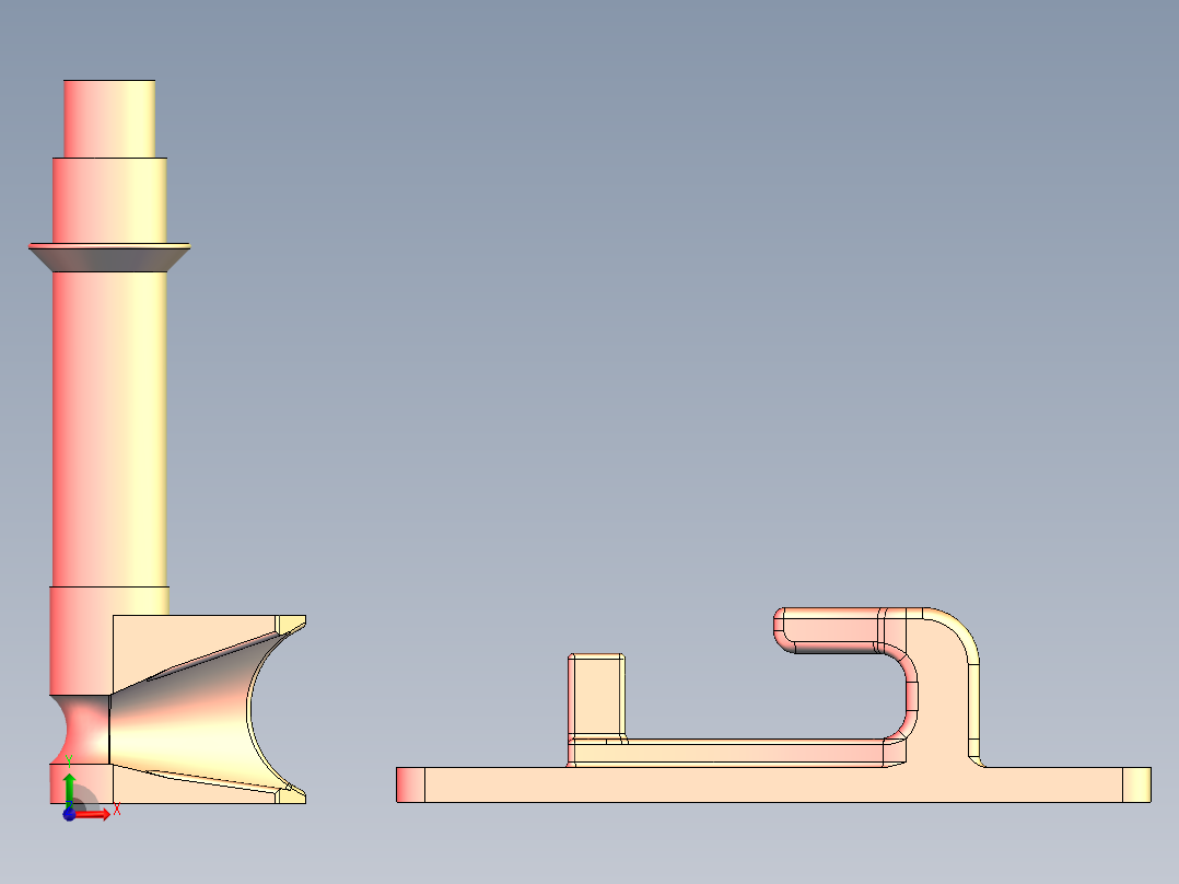 锁头与锁座3D模型前视图