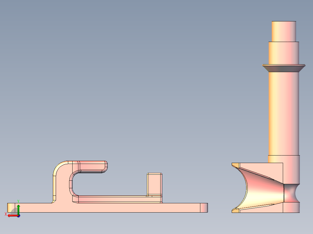 锁头与锁座3D模型后视图
