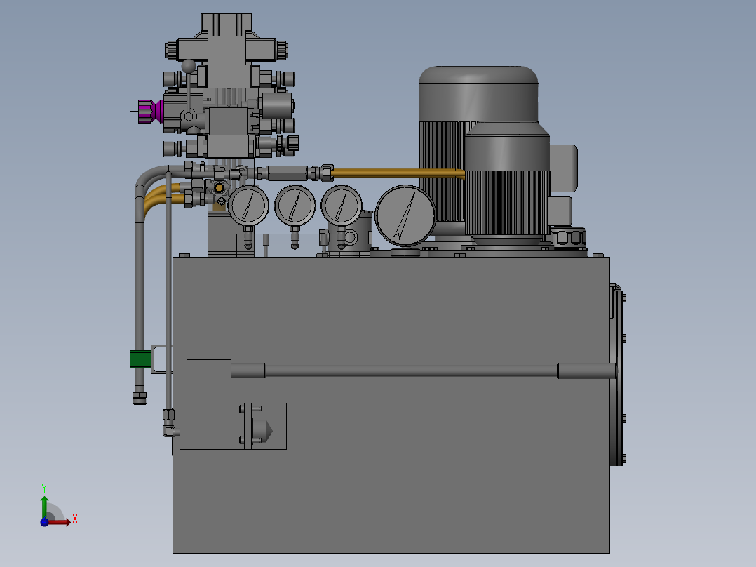 SOLIDWORKS液压油箱的整套设计图纸前视图