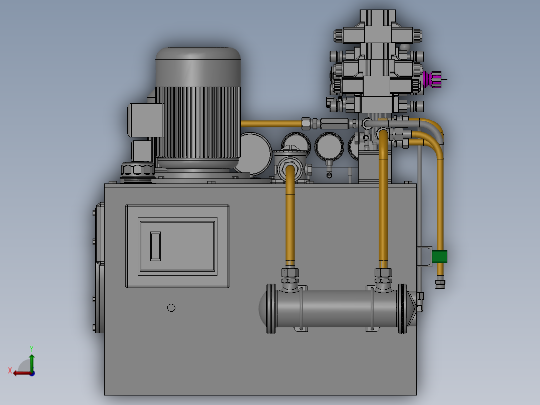 SOLIDWORKS液压油箱的整套设计图纸后视图