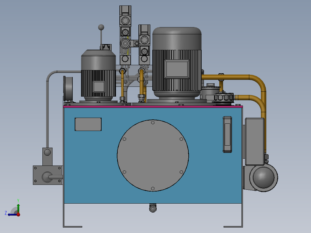 SOLIDWORKS液压油箱的整套设计图纸右视图