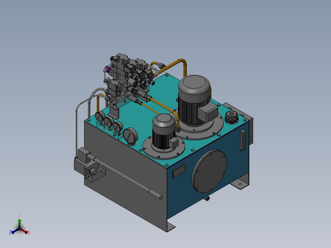 SOLIDWORKS液压油箱的整套设计图纸正等轴测图
