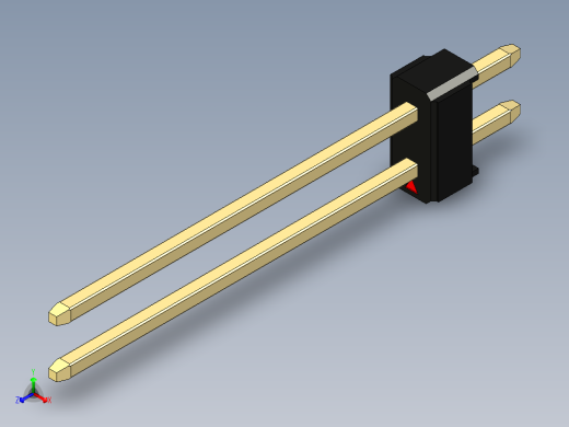 彩色公头100mil（2.54mm）系列-DS1021_black_2x01p_100mil_Type19_rev1.0正等轴测缩略图