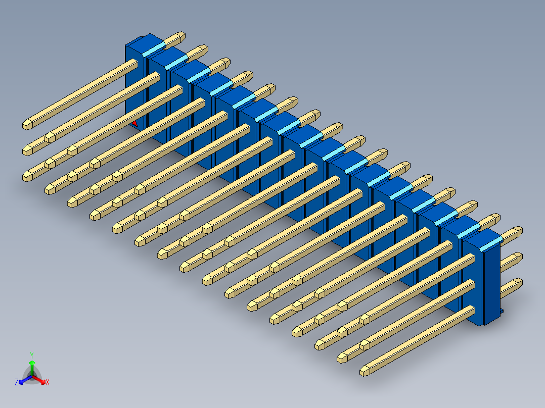 彩色公头100mil（2.54mm）系列-DS1021_blue_3x16p_100mil_Type5_rev1.0正等轴测图