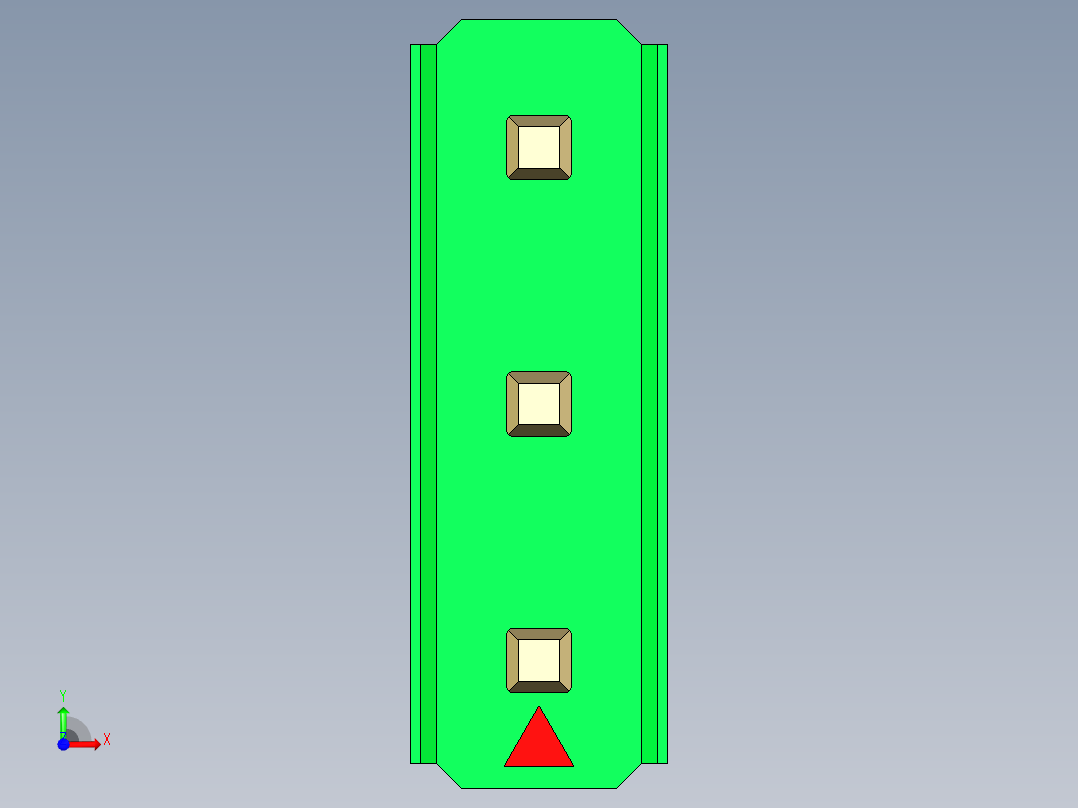 彩色公头100mil（2.54mm）系列-DS1021_green_3x01p_100mil_Type5_rev1.0前视图