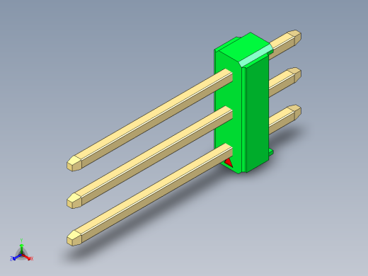 彩色公头100mil（2.54mm）系列-DS1021_green_3x01p_100mil_Type5_rev1.0正等轴测缩略图