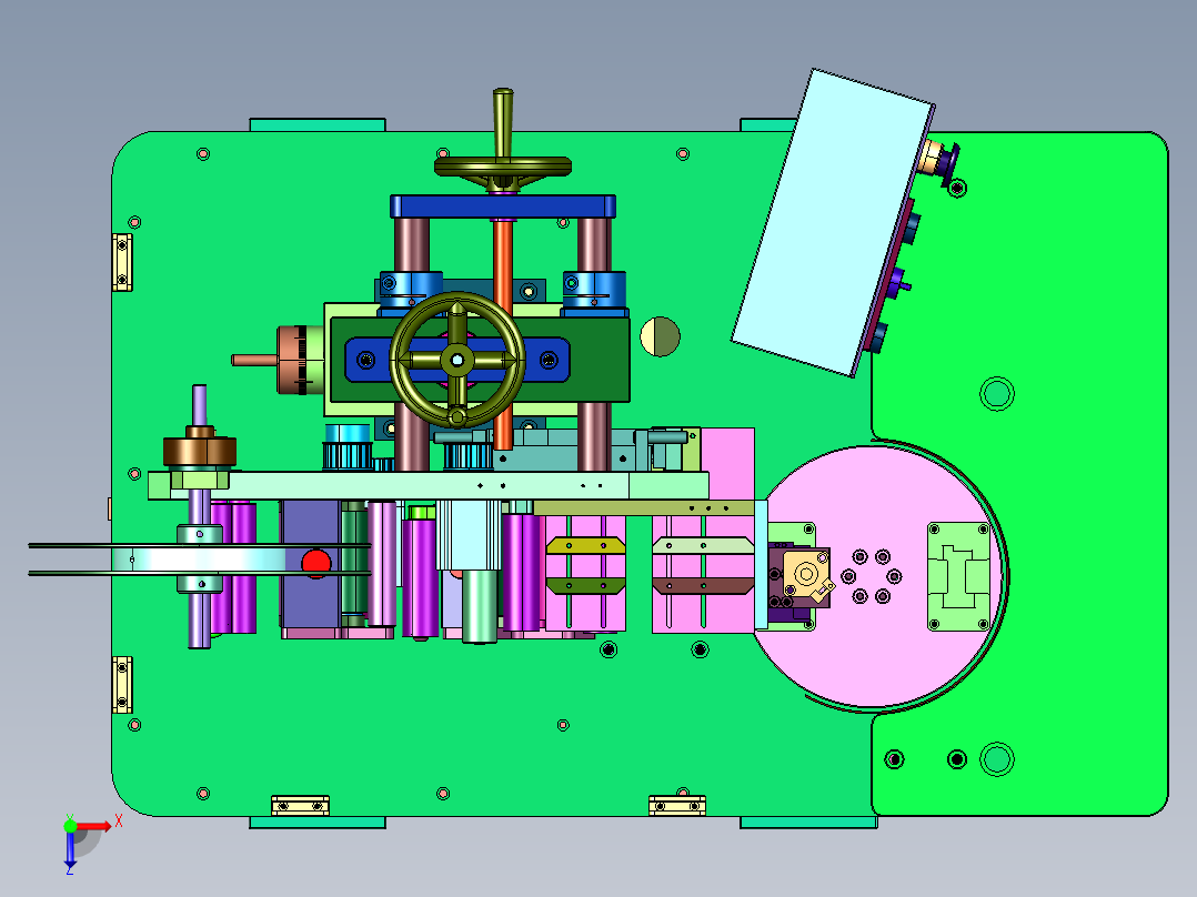 半自动转盘式双面贴标机俯视图