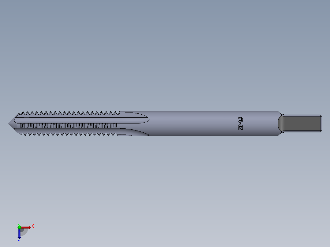 标准英制丝锥-Hand Tap 8-32 N3俯视图