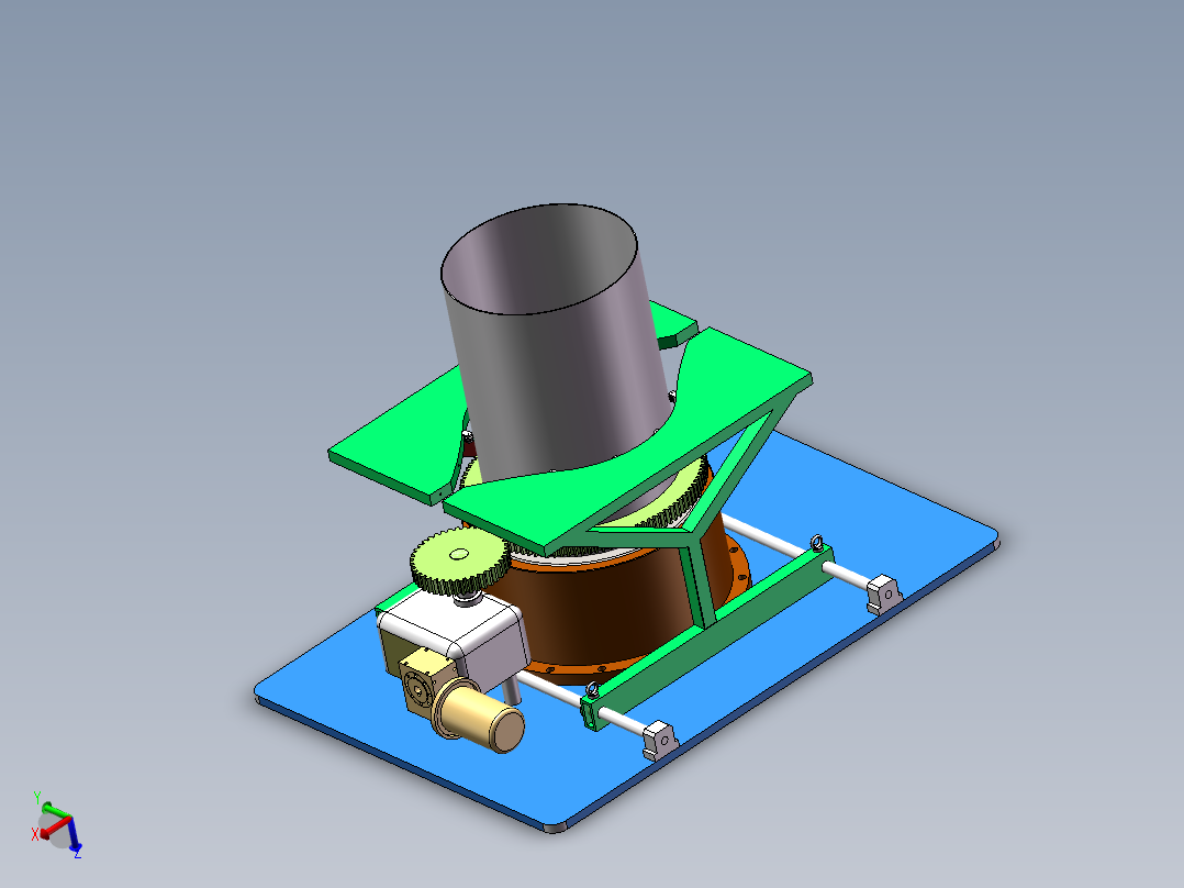 Q190-大型圆柱型容器的旋转支撑装置结构设计【三维SolidWorks】