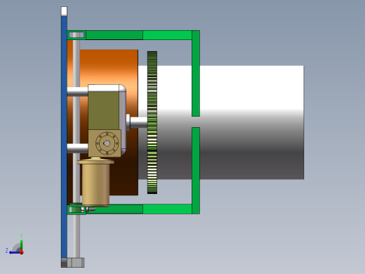 Q190-大型圆柱型容器的旋转支撑装置结构设计【三维SolidWorks】右视缩略图
